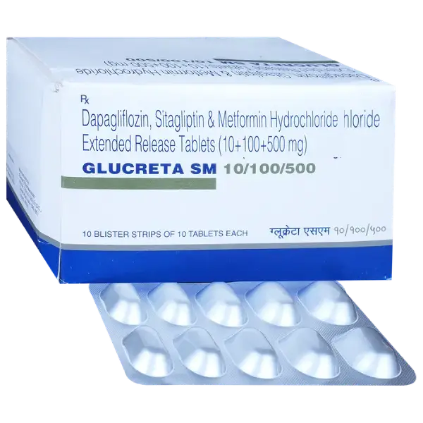 Glucreta SM 10mg/500mg/100mg Tablet